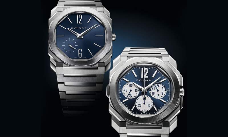 這樣的喀什米爾藍(lán)面，美絕了！BVLGARI Octo Finissimo超薄兩地時(shí)間計(jì)時(shí)碼表-復(fù)刻表