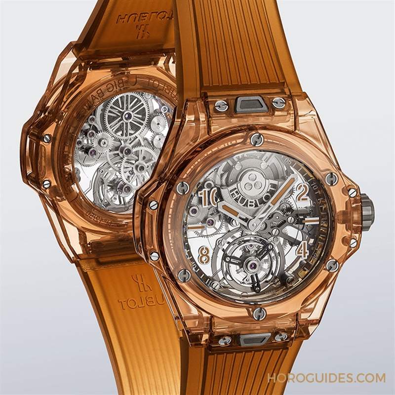 2021 LVMH鐘表周速報｜HUBLOT冰橙藍寶石陀飛輪自動上鏈腕表、陶瓷鏈帶計時碼表-復刻表