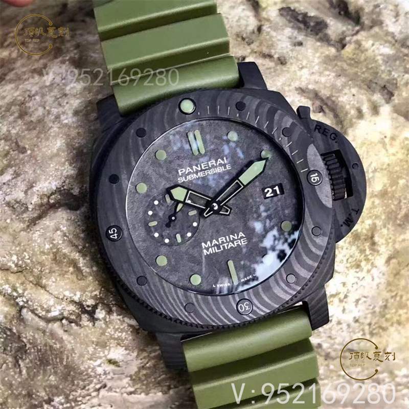 逢綠必火:VS廠沛納海961碳纖維復(fù)刻表,47mm軍綠色-復(fù)刻表