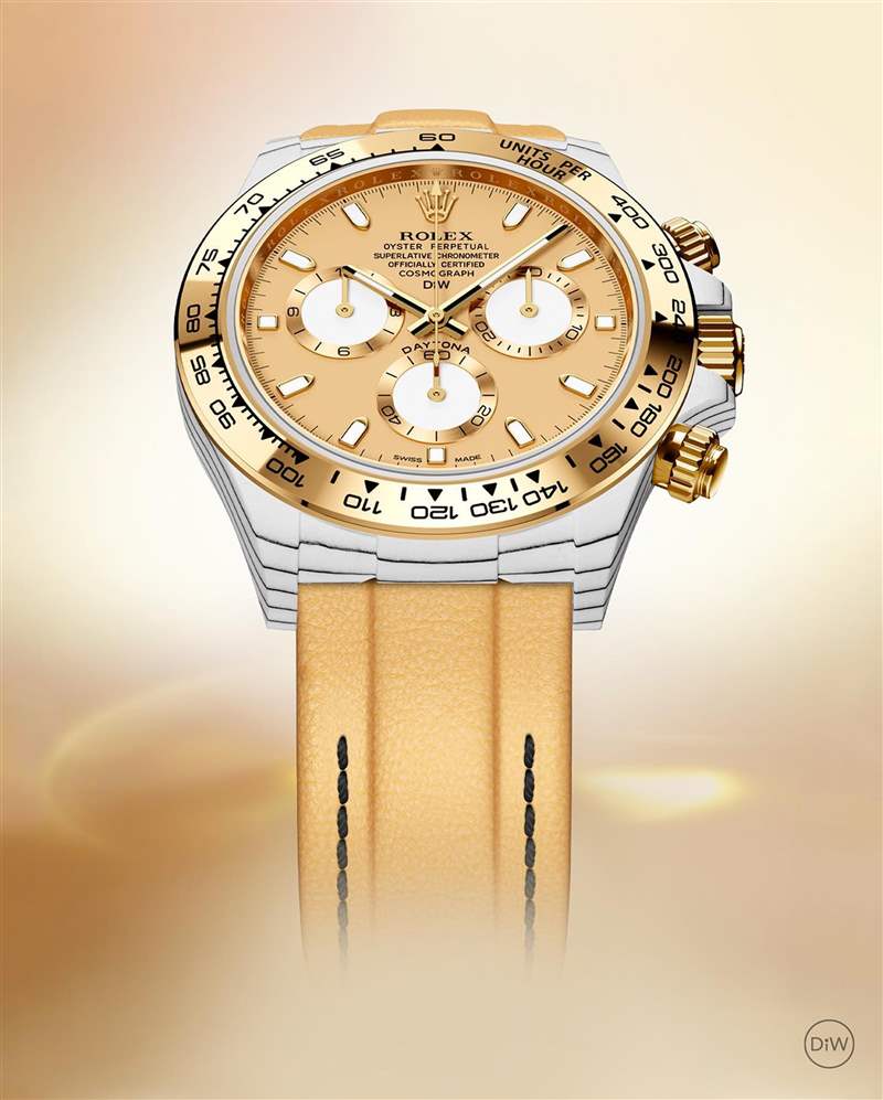 DiW改裝手表:Daytona 「Golden Essence」(Source:Designa Individual) Rolex Daytona特殊黃金改裝手表白色石英表殼自帶間紋盛惠50萬-復(fù)刻表