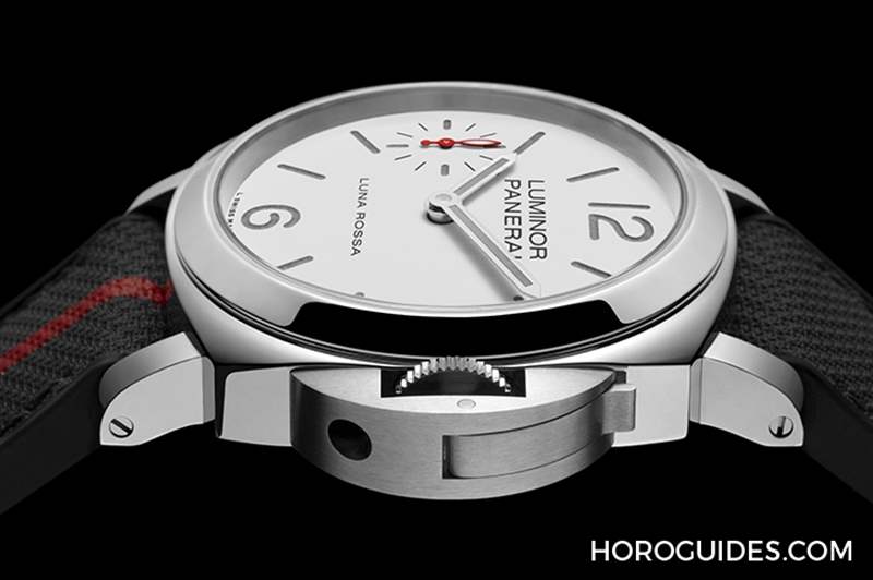 消光白表盤、紅色小秒針，純凈又搶眼｜Panerai Luminor Luna Rossa腕表PAM01342-復刻表