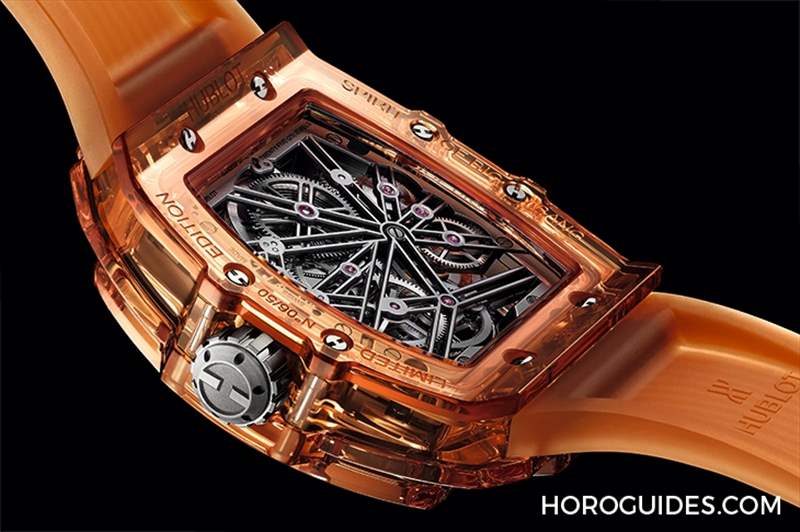 高透光冰橙色!Hublot Spirit of Big Bang冰橙藍寶石陀飛輪五日鏈腕表-復刻表
