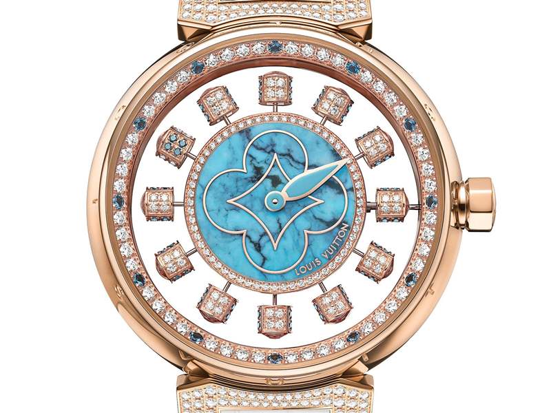 Louis Vuitton推出寶石表盤版Tambour Spin Time Air腕表：孔雀石，綠松石，寶石懸空表盤-復(fù)刻表