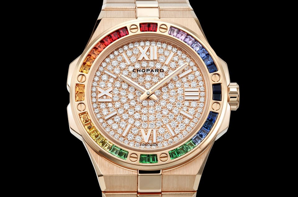 蕭邦Alpine Eagle阿胖鷹彩虹圈小改款與前作有一個明顯差異-復刻表